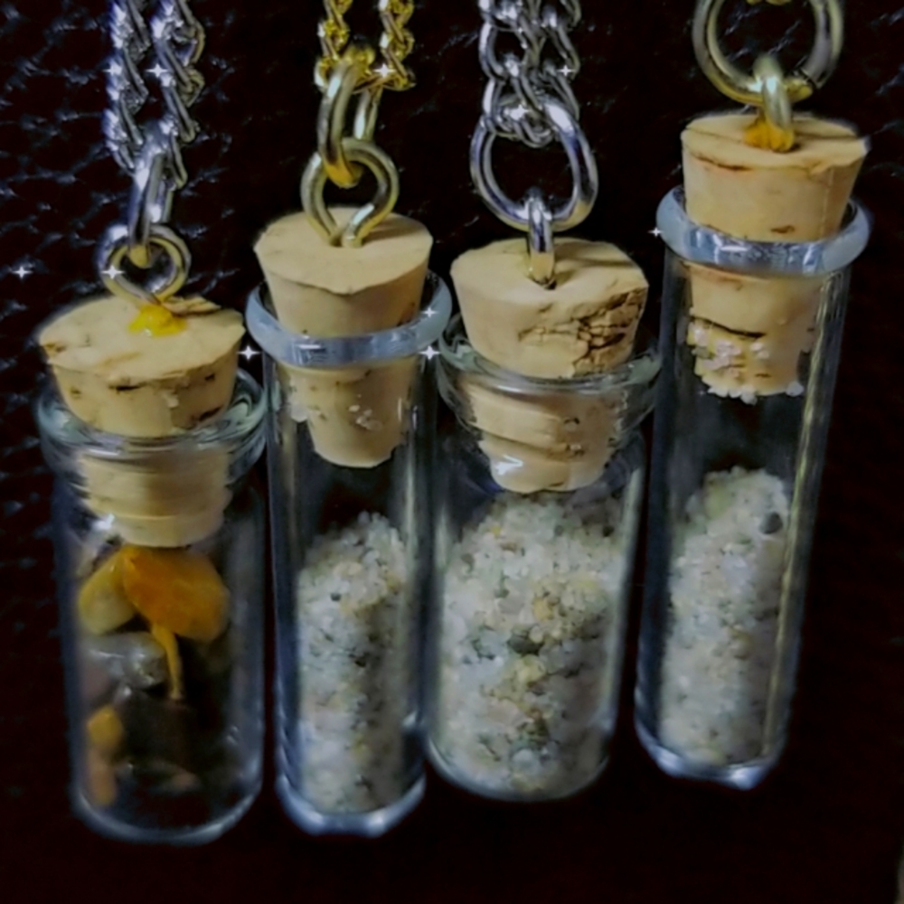 Sand in a bottle and Tiger eye pendant/necklace Handmade